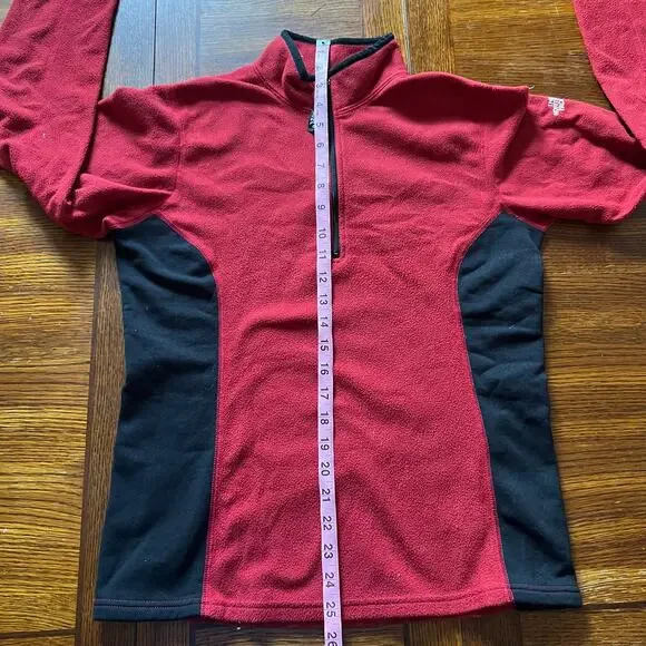 The North Face Women's Polartec Half Zip Fleece Pullover-Red/Black - Picture 12 of 14